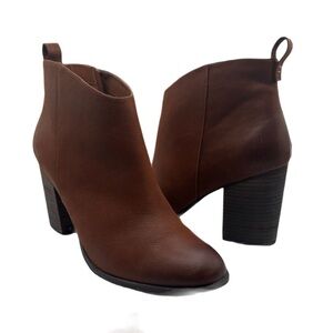 BP‎ Sz 12 Lance Leather Brown Ankle Booties Block Chunky Heel